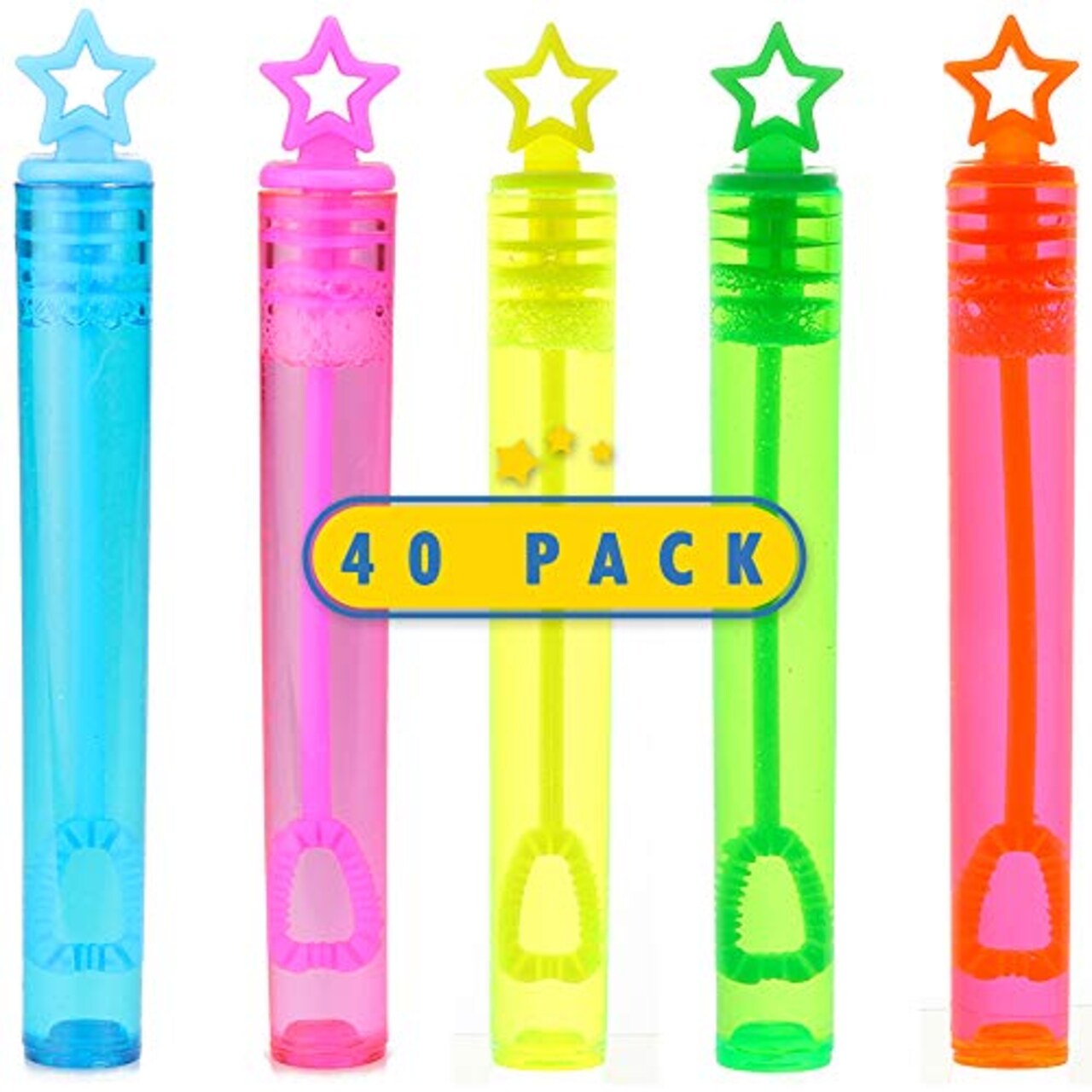 40 Pieces Star Bubble Wands Assortment Neon Party Favors Summer Gifts Fun Toys